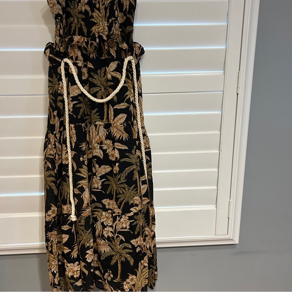 Seafolly Singapore Castaway Shirring Dress Black Tan Multi Size Large - Picture 2 of 9